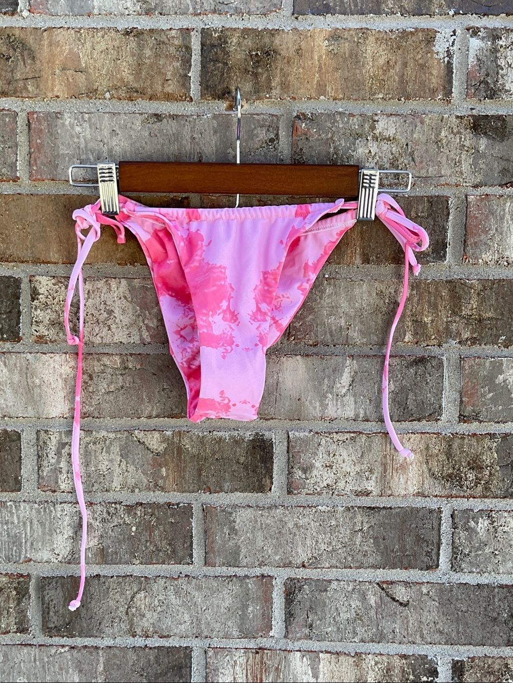 Take 50% OFF- Pink Tie-Dye String Bikini Bottoms, Size-S